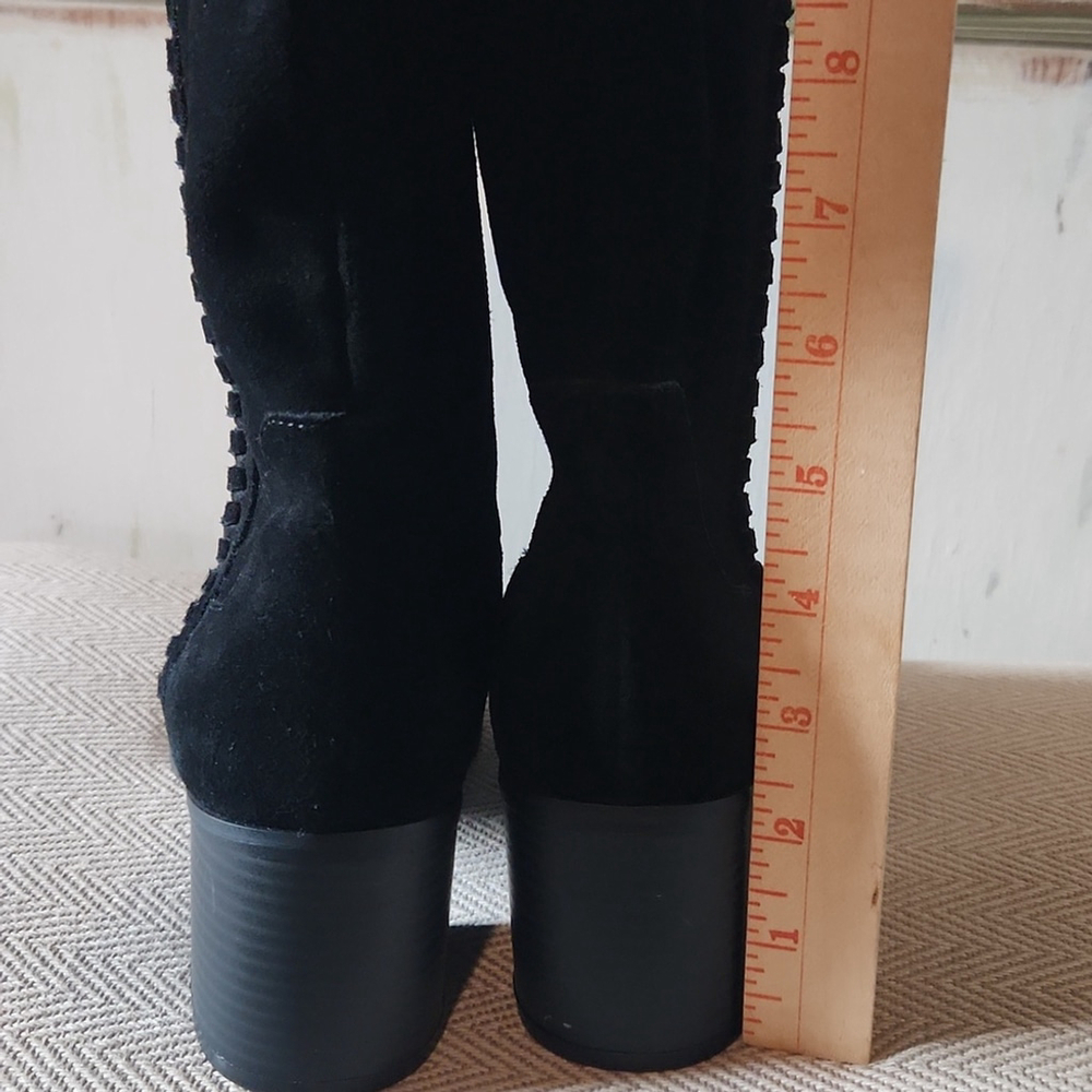 Vince Camuto - Suede black 2.5" heeled boots, mid-calf,zip up, sz 7, NWOT - Picture 3 of 8
